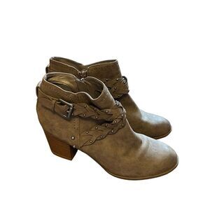 Indigo Rd. Brown‎ Braided Ankle Boots Booties With Studs Size 7